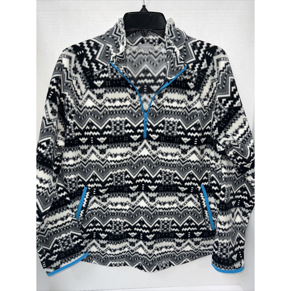 Talbots Jacket Women's Petite Large Black And White Pullover Aztec Print